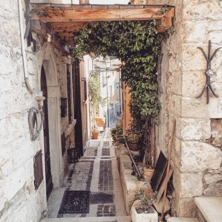 Narrow stone alley in Abbateggio one of the most beautiful villages near Pescara Abruzzo Italy