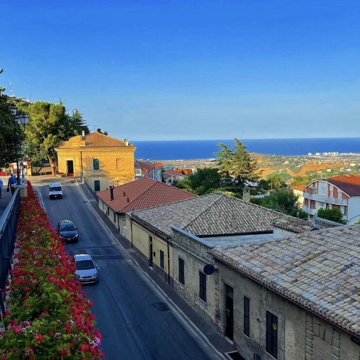 Street view of Città Sant'Angelo with panoramic views over the Adriatic Sea Pescara Abruzzo Italy