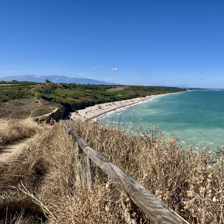 La Maiella mountain seen from Punta Aderci nature reserve with the Adriatic Sea Abruzzo
