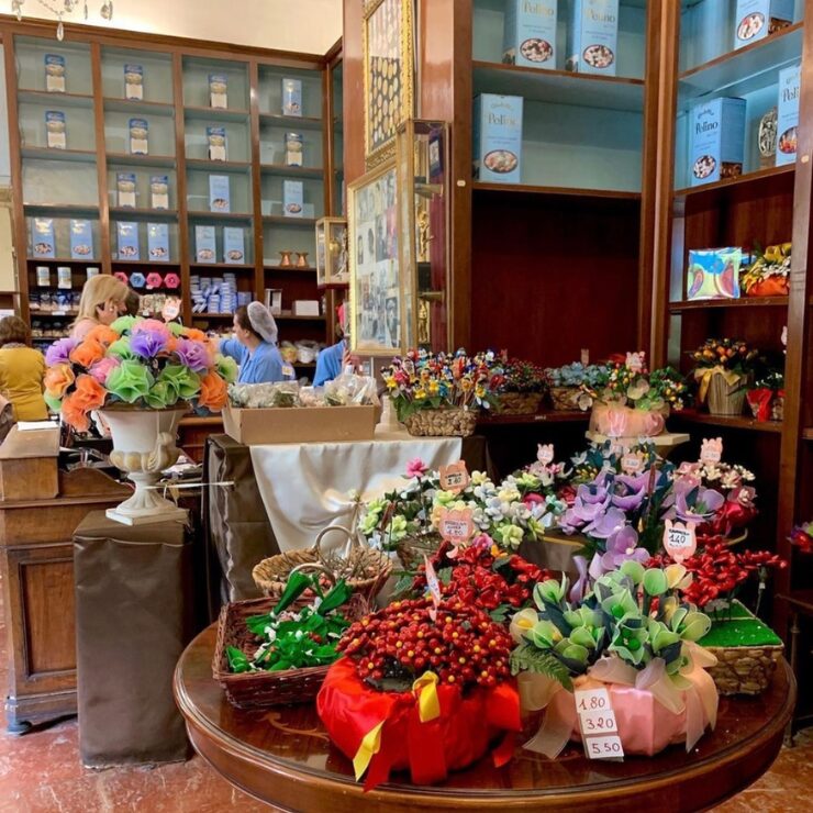 Confetti Pelino historic confectionery shop interior Sulmona Abruzzo Italy est 1783