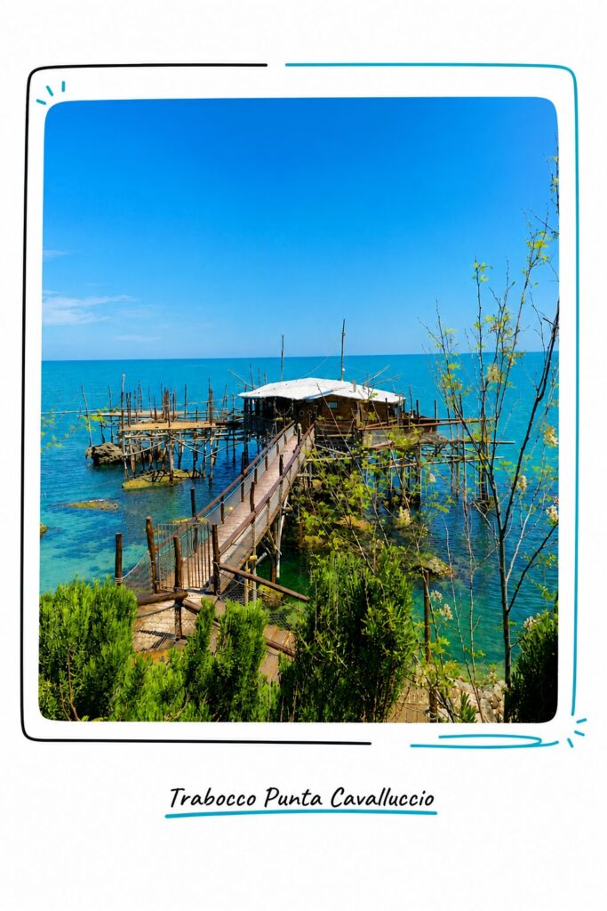 Trabocco Punta Cavalluccio located in the Costa dei Trabocchi in Abruzzo, which now is a Restaurant that offers sea fod